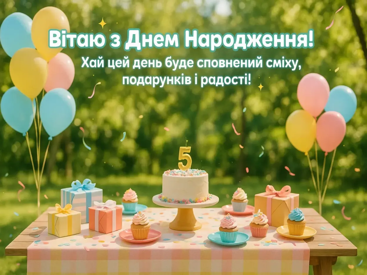 Привітання з днем народження 5 років Привітання з днем народження 5 років