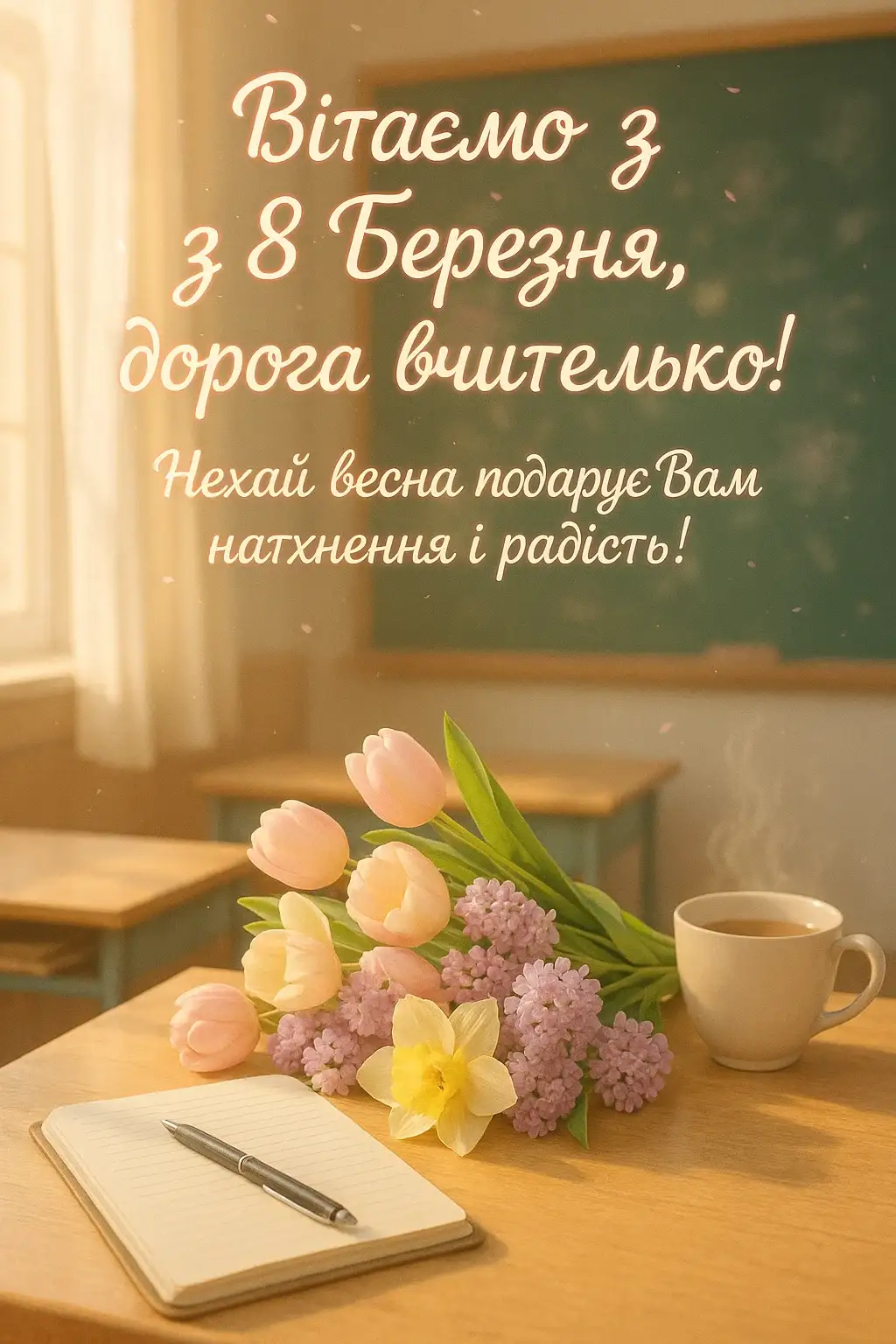 Привітання з 8 березня вчительці