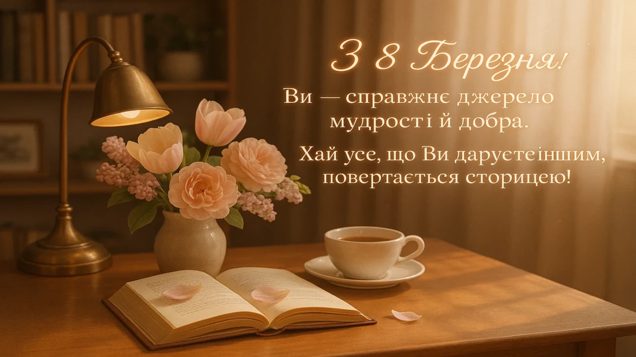 Привітання з 8 березня вчительці