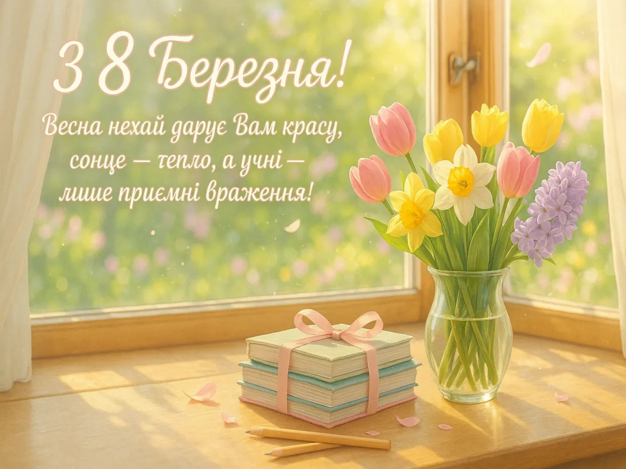Привітання з 8 березня вчительці