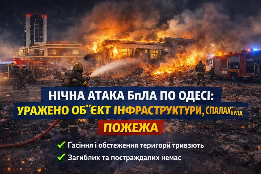 Нічна атака на Одесу: дрони влучили по інфраструктурі, виникла пожежа