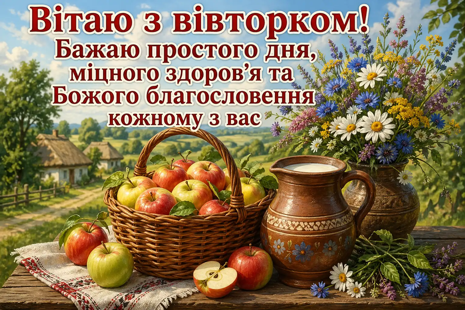 Вівторок: побажання гарного дня та доброго ранку у яскравих листівках
