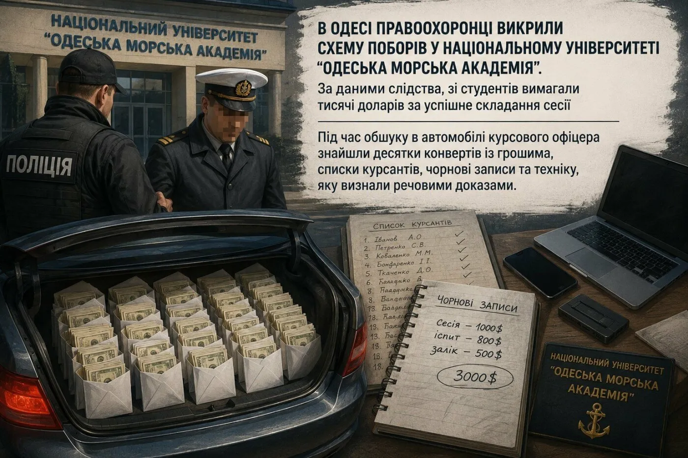 Хабарі за іспити: в Одеській морській академії виявили масштабну корупцію