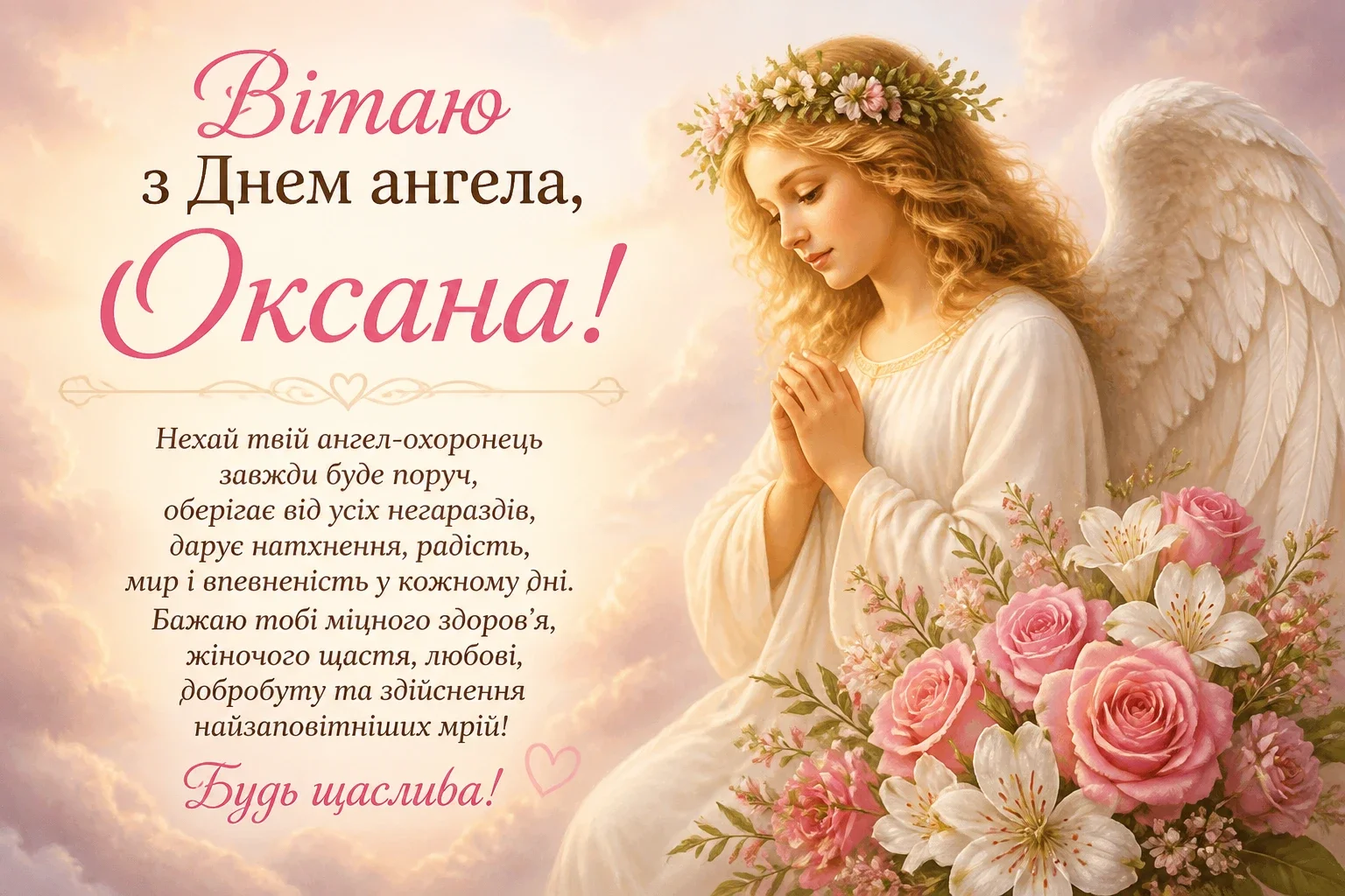 Привітання з днем ангела для Оксани