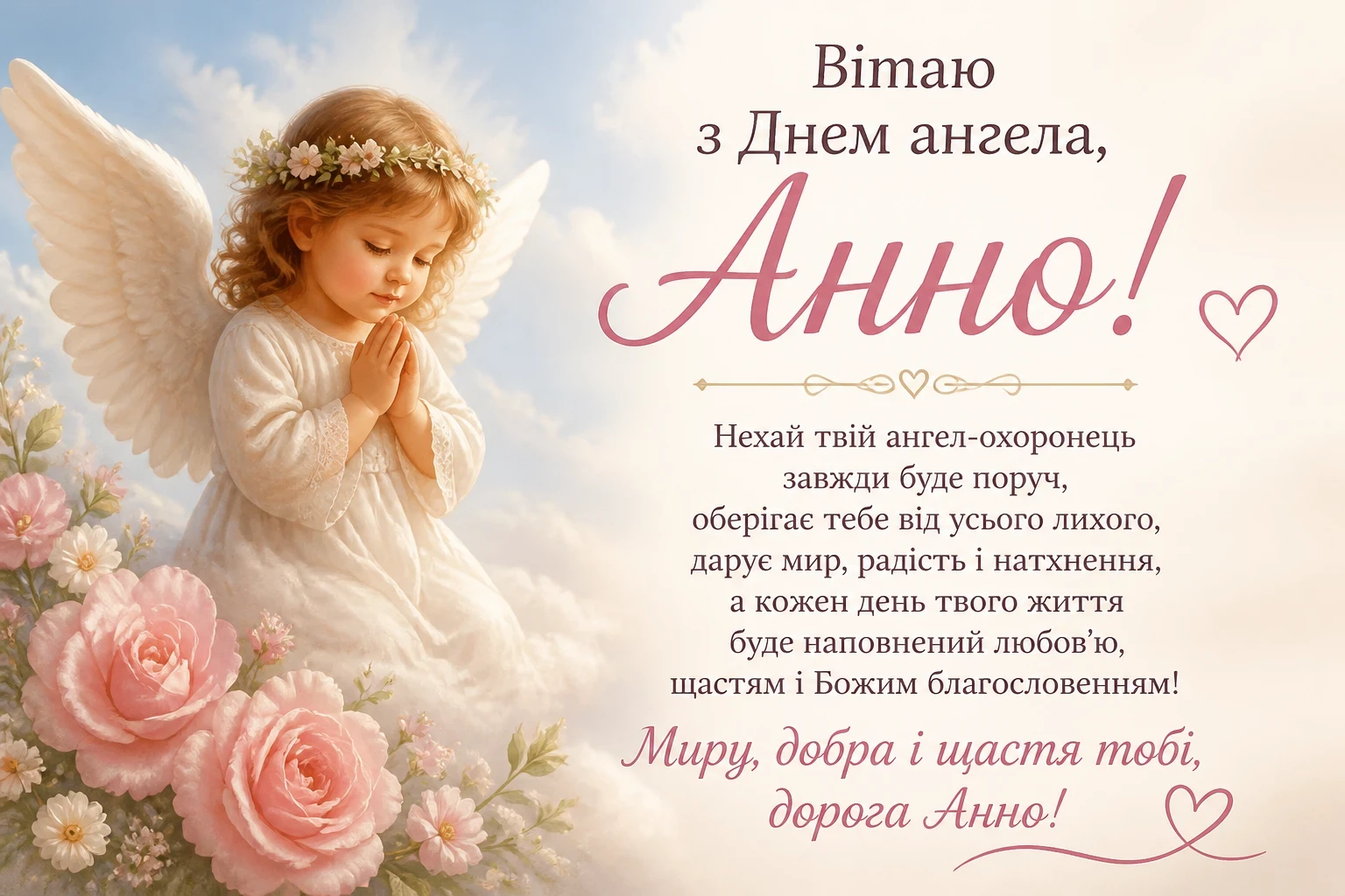 Привітання з днем ангела для Анни