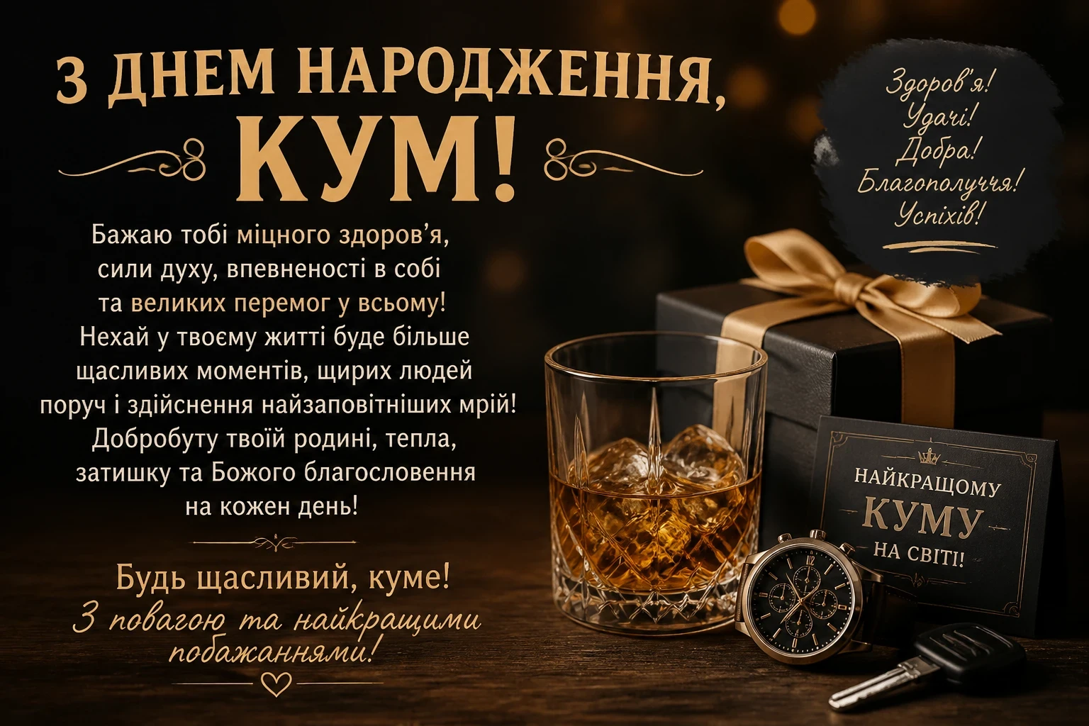 Привітання з днем народження для кума